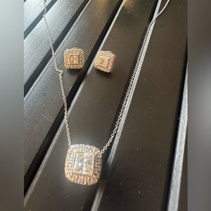 Sterling silver, CZ earrings and necklace set